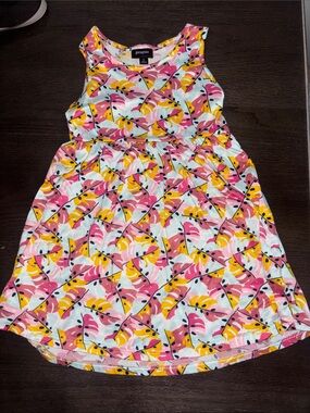 Picapino Girls' Pink & Yellow Leaf-Print Tank Dress